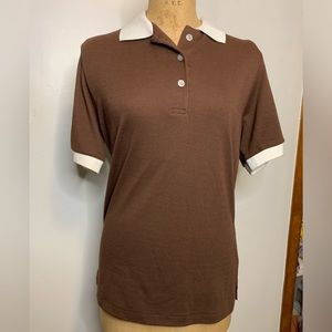 70's knit vintage polo brown and cream